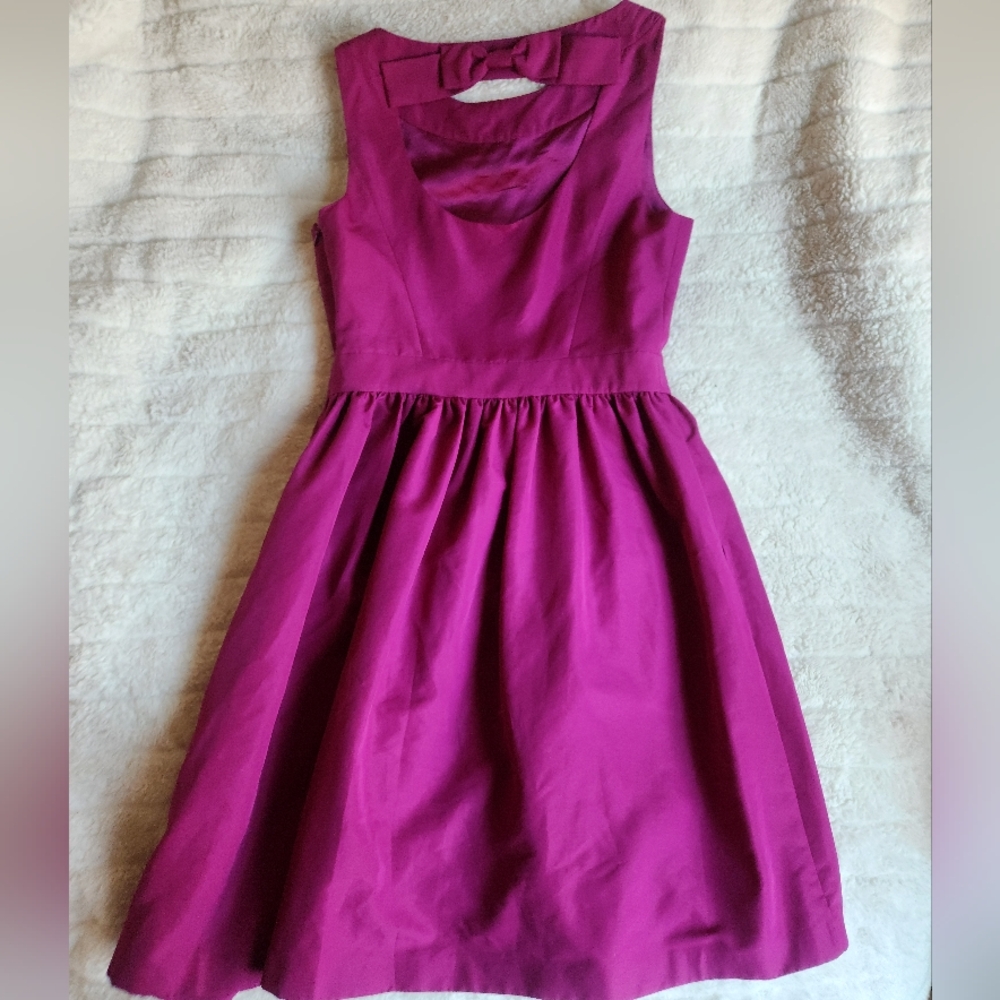 Ted Baker London fit and flare dress Open Back Bow Fuschia Sz 6 Nwt TB sz 2 - Picture 7 of 11